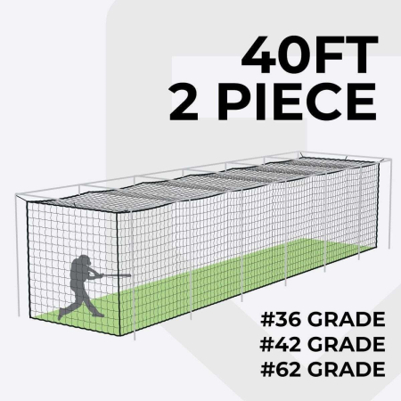 FORTRESS 40ft Baseball Batting Cage Nets [2 Piece Cage]