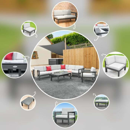 Harrier Luxury Garden Corner Sofa Sets [Build Your Own] - Charcoal
