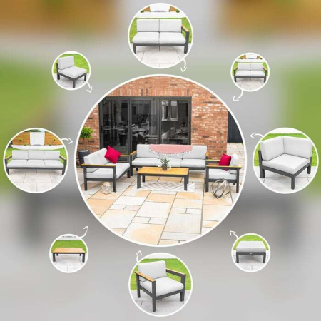 Harrier Luxury Garden Sofa Set [Build Your Own] - Charcoal/Teak
