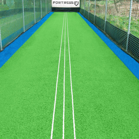 club spec cricket matting green & blue with stump lines
