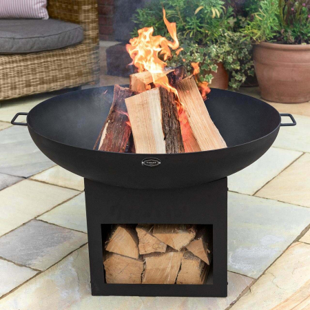 Harrier Fire Pit Bowl With Log Storage | Net World Sports