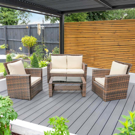 Harrier Rattan Garden Sofa & Table Set [4 Seater]