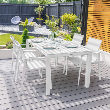 Harrier Alu Garden Dining Table Set [White & Grey]