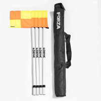 UEFA Pro Corner Flags & Poles with Ground Sleeve [Set of 4] - 50mm + Metal Socket