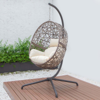 Harrier Hanging Egg Swing Chairs [Single] - Brown & Cream + Cover
