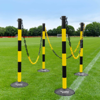 Freestanding Plastic Post & Chain Barrier Set [8mm] - Black/Yellow Posts & Chains