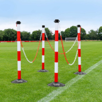 Freestanding Plastic Post & Chain Barrier Set [6mm] - Red/White Posts & Chains