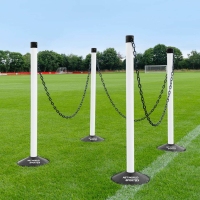 Freestanding Plastic Post & Chain Barrier Set [6mm] - White Posts & Black Chains
