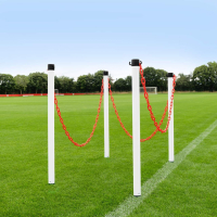 Ground Spike Plastic Post & Chain [8mm] - White Posts & Red Chains