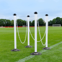 Freestanding Plastic Post & Chain Barrier Set [6mm] - White Posts & Chains