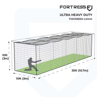 FORTRESS 2.5mm Ultra Heavy Duty Drop-In Cricket Nets - 35ft x 10ft x 10ft