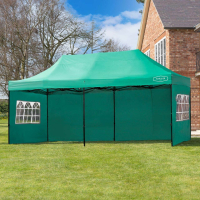 Harrier Heavy Duty Pop Up Gazebo [Green] + 1x Plain & 2x Window Sides + Door
