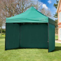 Harrier Deluxe Pop Up Gazebo [3m x 3m - Green] + 3x Plain Sides + Door + Luxury Solid Bases
