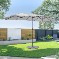 Harrier 4.6m Double-Sided Parasols [Grey] + Cross Bar Base + 4x 12.5kg Weights