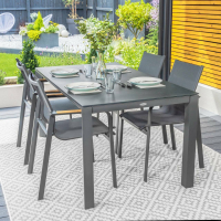 Harrier Luxury Outdoor Dining Table Set [Charcoal] [160cm x 90cm | 4x Seats] With Cover