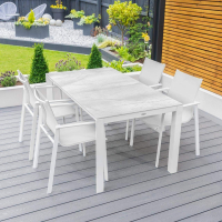 HARRIER Alu Large Dining Table Set (4 Seat) White