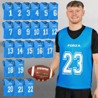 FORZA Premium Numbered Bibs [Numbered 1-23] Electric Blue - Adult L/XL