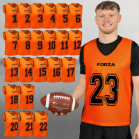 FORZA Premium Numbered Bibs [Numbered 1-23] Fluro Orange - Adult S/M