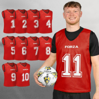 FORZA Premium Numbered Bibs [Numbered 1-11] Red - Kids