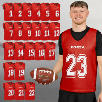 FORZA Premium Numbered Bibs [Numbered 1-23] Red - Kids