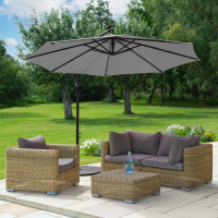 Harrier 3m Overhanging Parasol Umbrella [Solar LED - Grey] + Cover