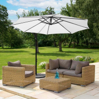 Harrier 3m Overhanging Parasol Umbrella [Standard - White] + 4x Bases