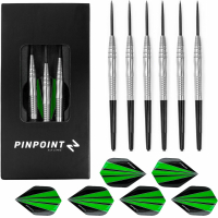 PINPOINT 90% Tungsten Darts [Professional] - Pack of 6 (+3 Spare Flights)