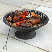 Harrier Steel Outdoor Fire Pit BBQ [22in] + Fire Pit Grill