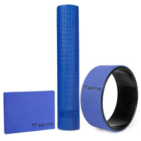 METIS Yoga Equipment Set [Mat, Block & Wheel] - Blue