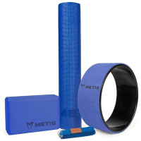 METIS Yoga Equipment Set [Mat, 185cm Yoga Strap, Brick & Wheel] - Blue