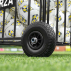 Close up of large detachable, puncture proof wheel