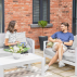 Harrier Garden Sofa & Table Set [6 Seater] - White/Grey