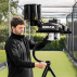 Bowling Machine rig rotates 360 degrees to adjust line of deliveries 
