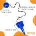 Blue Cup and Ball Catcher with dimensions
