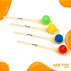 Colourful eggs on wooden spoons