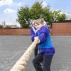 Kids competing in tug of war competition