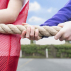 Close up of tug of war rope