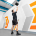 Male athlete performing wall ball exercise