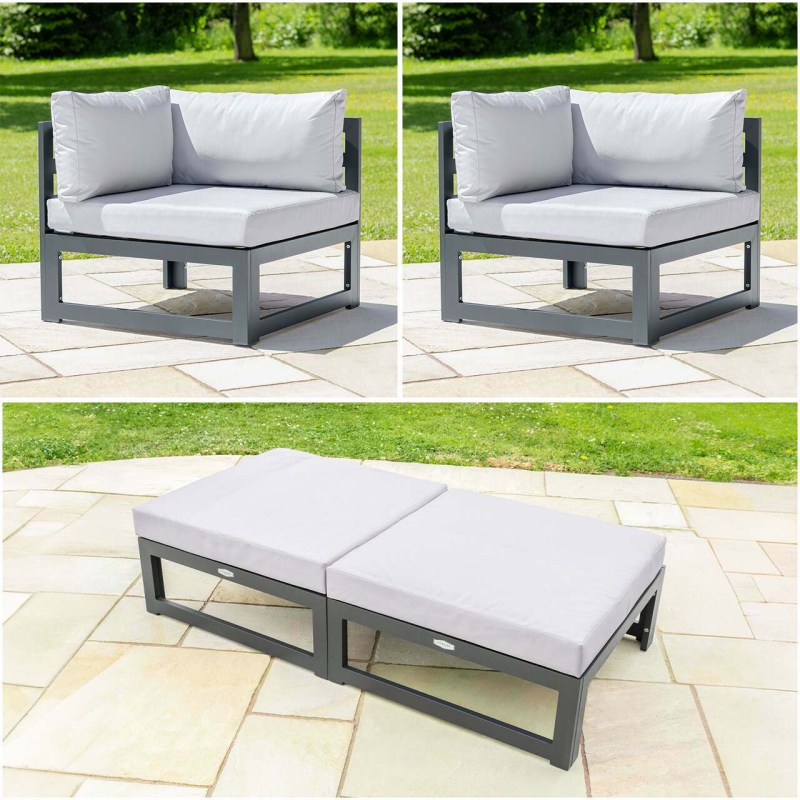 Weatherproof Alu Garden Sofa & Ottomans Set
