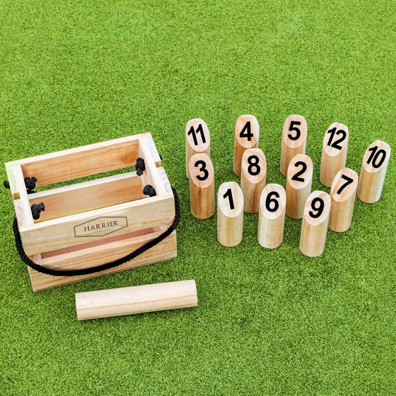 Number Kubb Set | Outdoor Wooden Skittles Game | Net World Sports