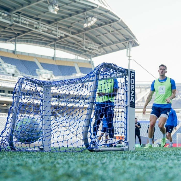 Weatherproof Mini Target Football Goal | Blue Netting For Mini Football Goals