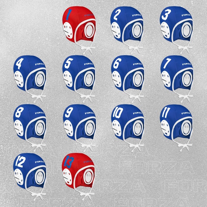 white team water polo cap set