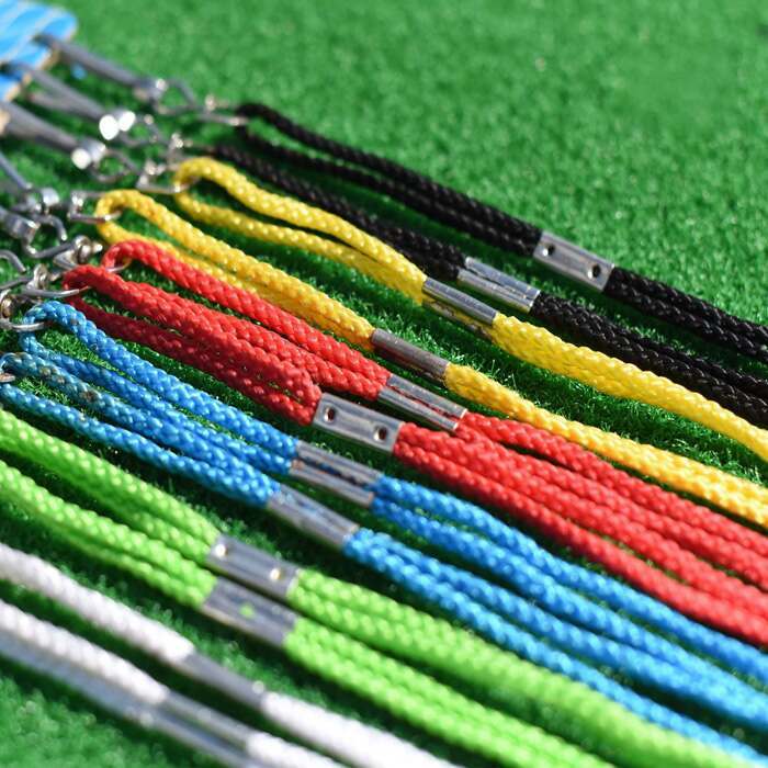 Multi-coloured lanyard and whistle