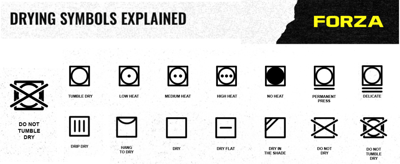 Tumble drying clothes symbols